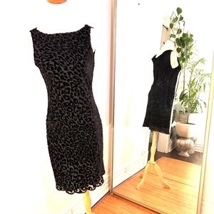 Max studio Black velvet leopard dress